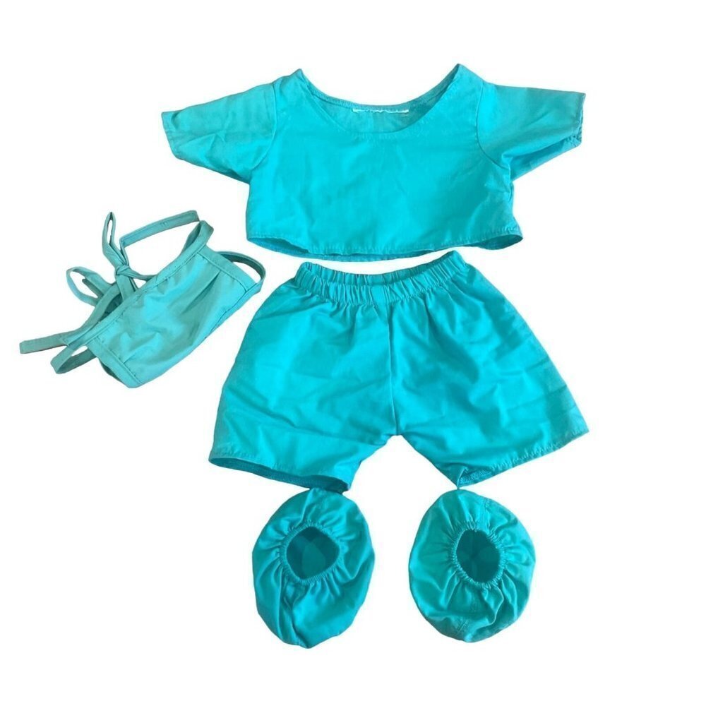Build A Bear Green Scrubs Set Doctor Nurse Medical Surgery Outfit Mask NO HAT